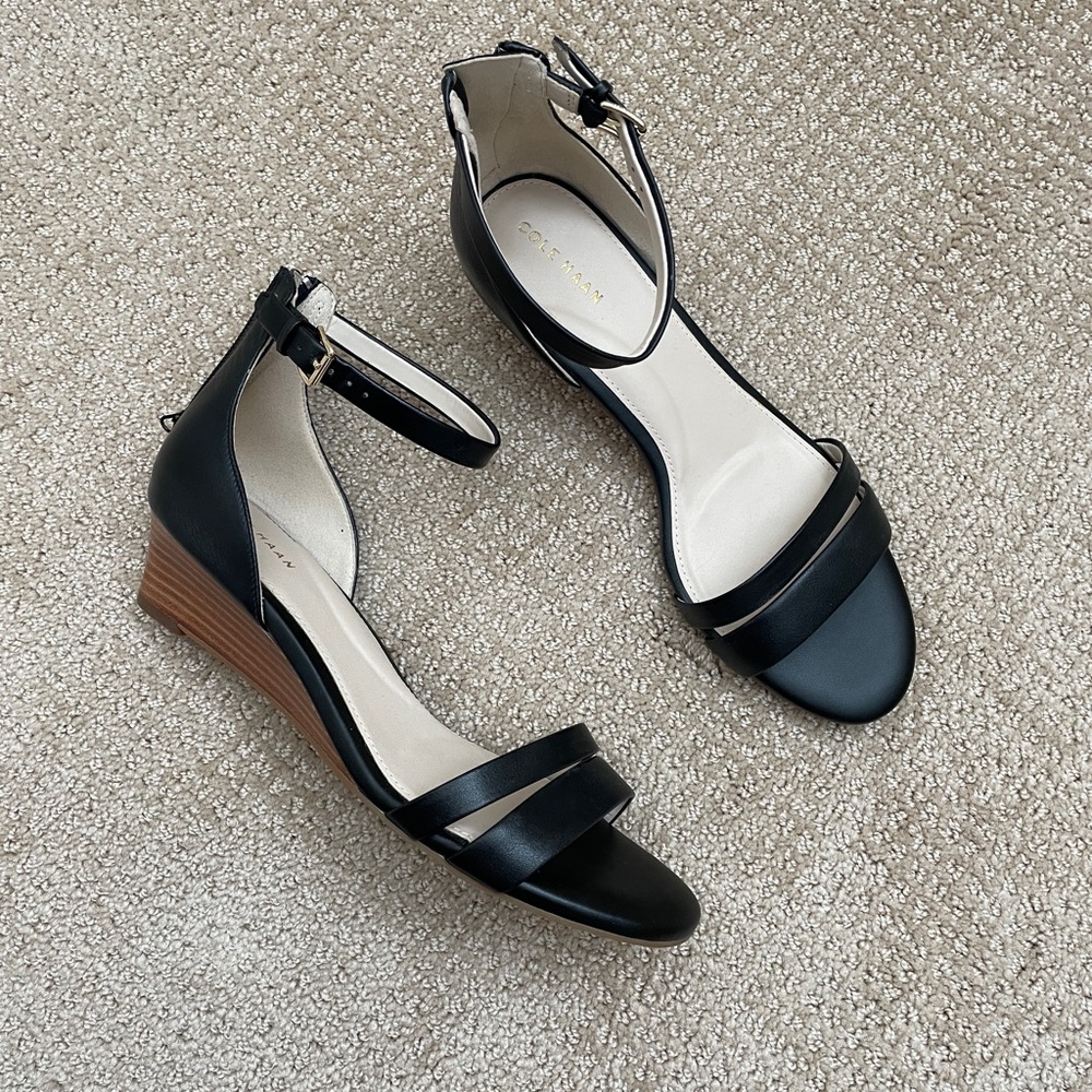 Cole Haan black wedge sandal size 8